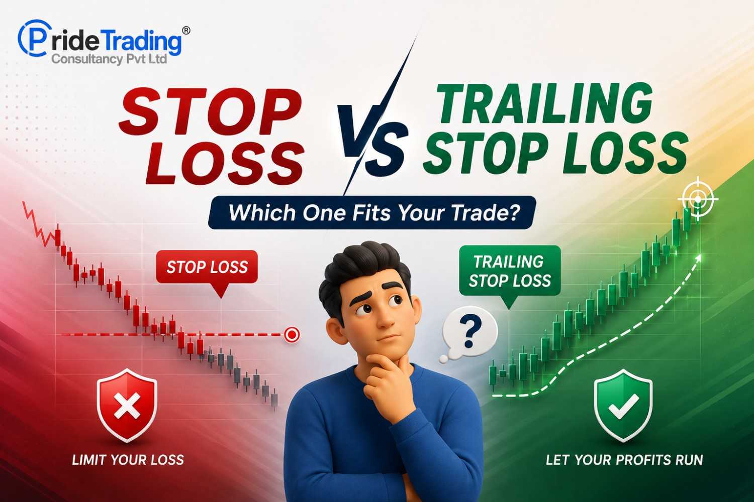 Stop loss vs trailing stop loss comparison chart for Indian traders showing how both protect trading.